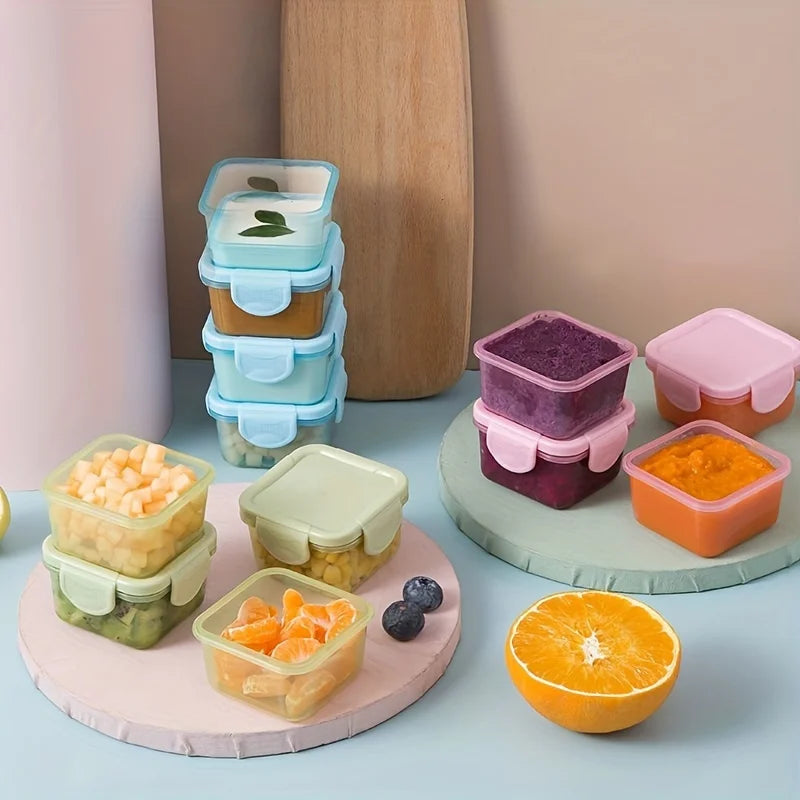 4pcs Mini Food Storage Container Leakproof Lid Sauce