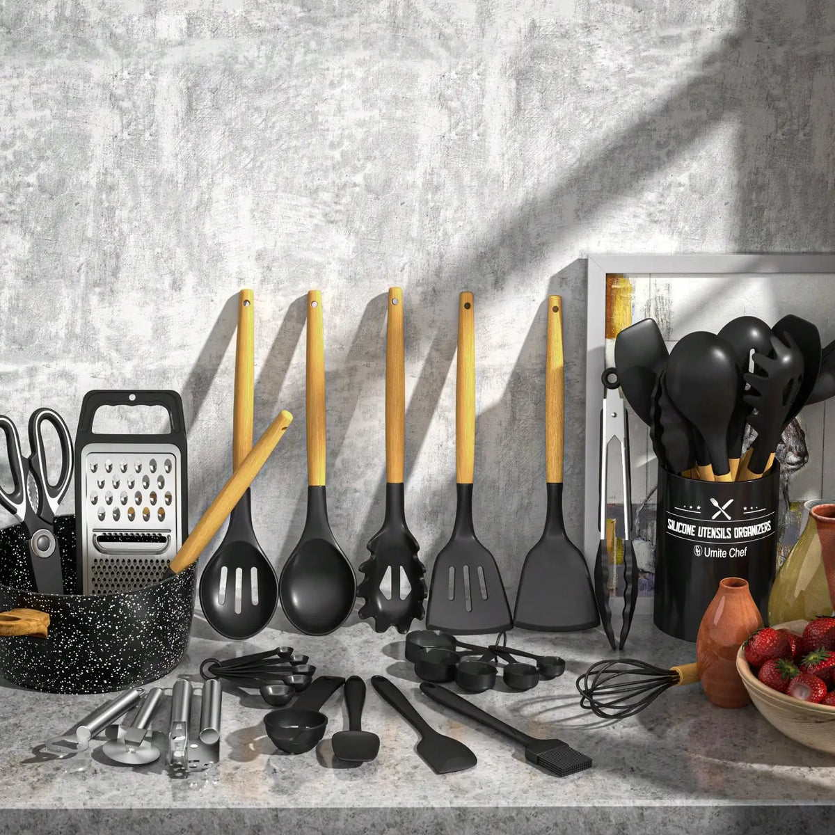 Silicone Utensils Modern Cooking Utensil 34 Black Heat