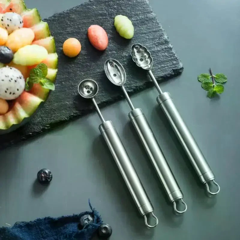 1pcs Fruit Carving Spoon Stainless Steel Waviness Baller