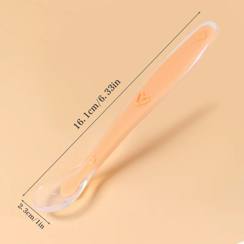 Baby Silicone Spoon Learning Spoon Love Pattern Tableware