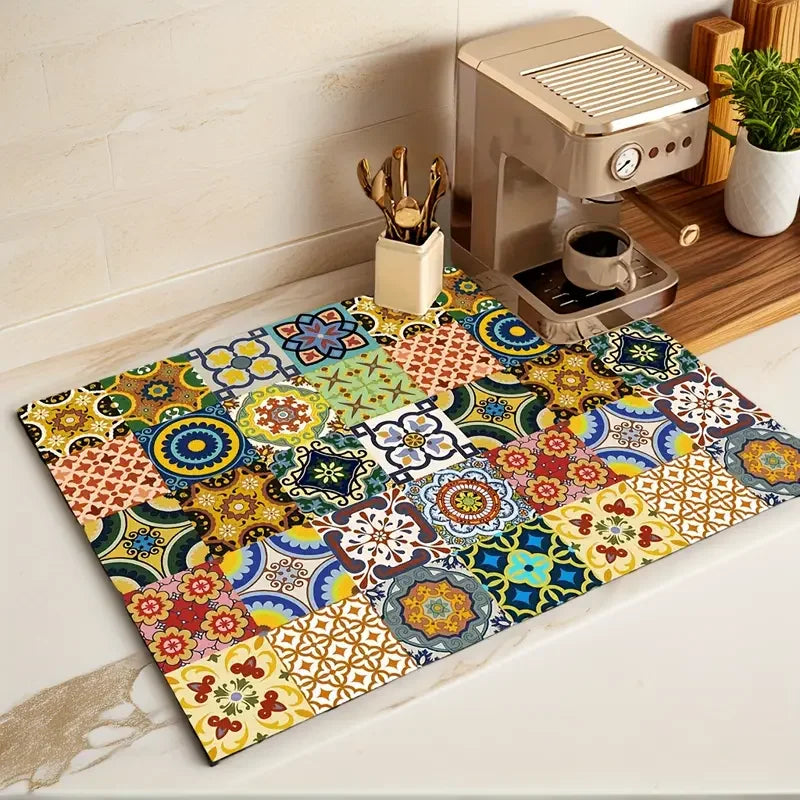 Dish Drying Mat Counter Absorbent Coffee Bar Mat