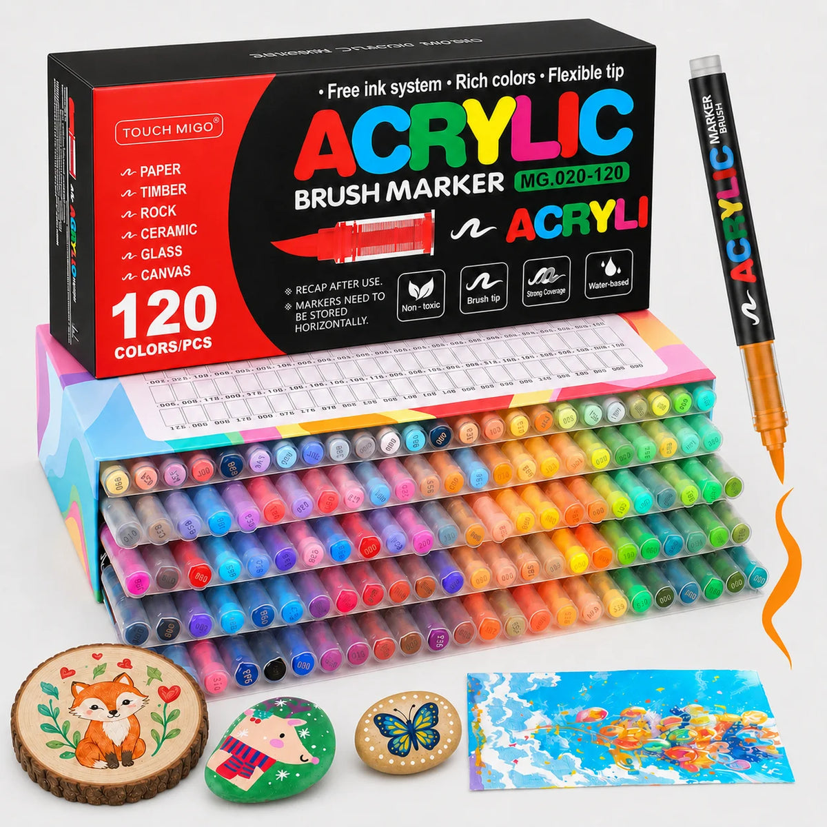 12-366 Colors Acrylic Paint Markers Quick Dry Brush