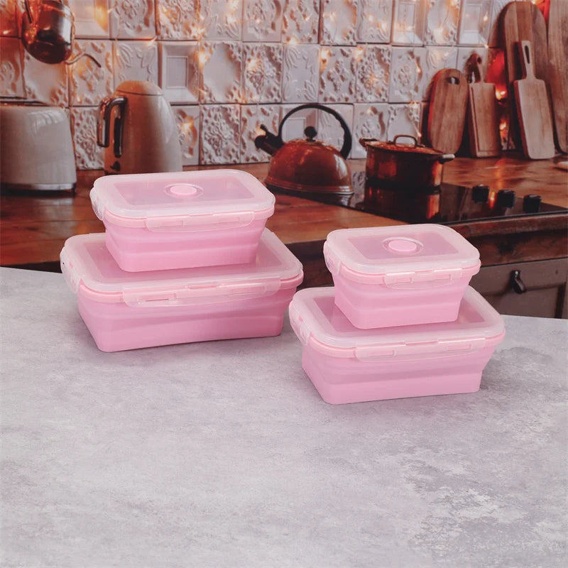 Size Choose Silicone Rectangle Lunch Box Collapsible Bento
