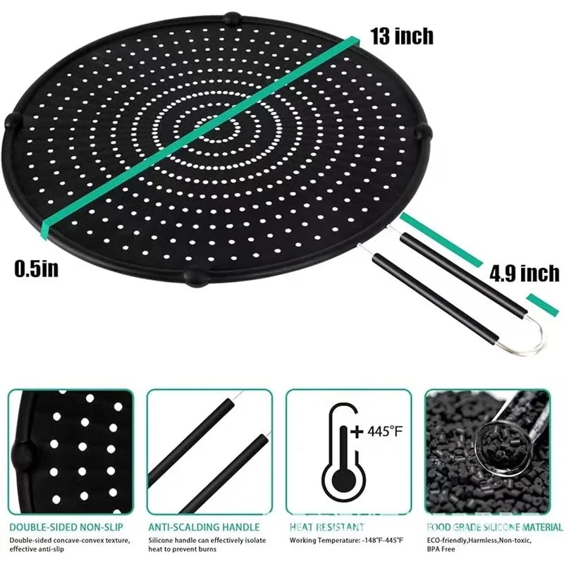 Silicone Splatter Screen Frying Pan 13inch Grease Splatter