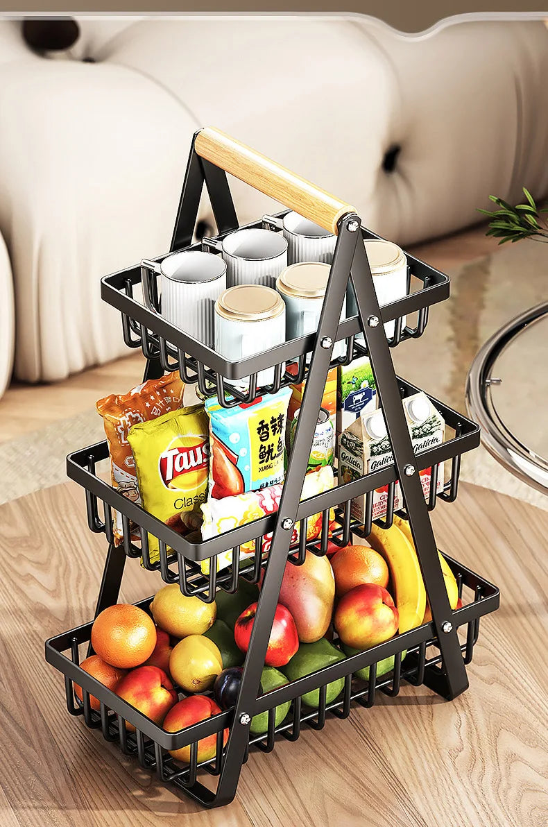 2/3 Tiers Countertop Fruit Basket Fruit Bowl Basket