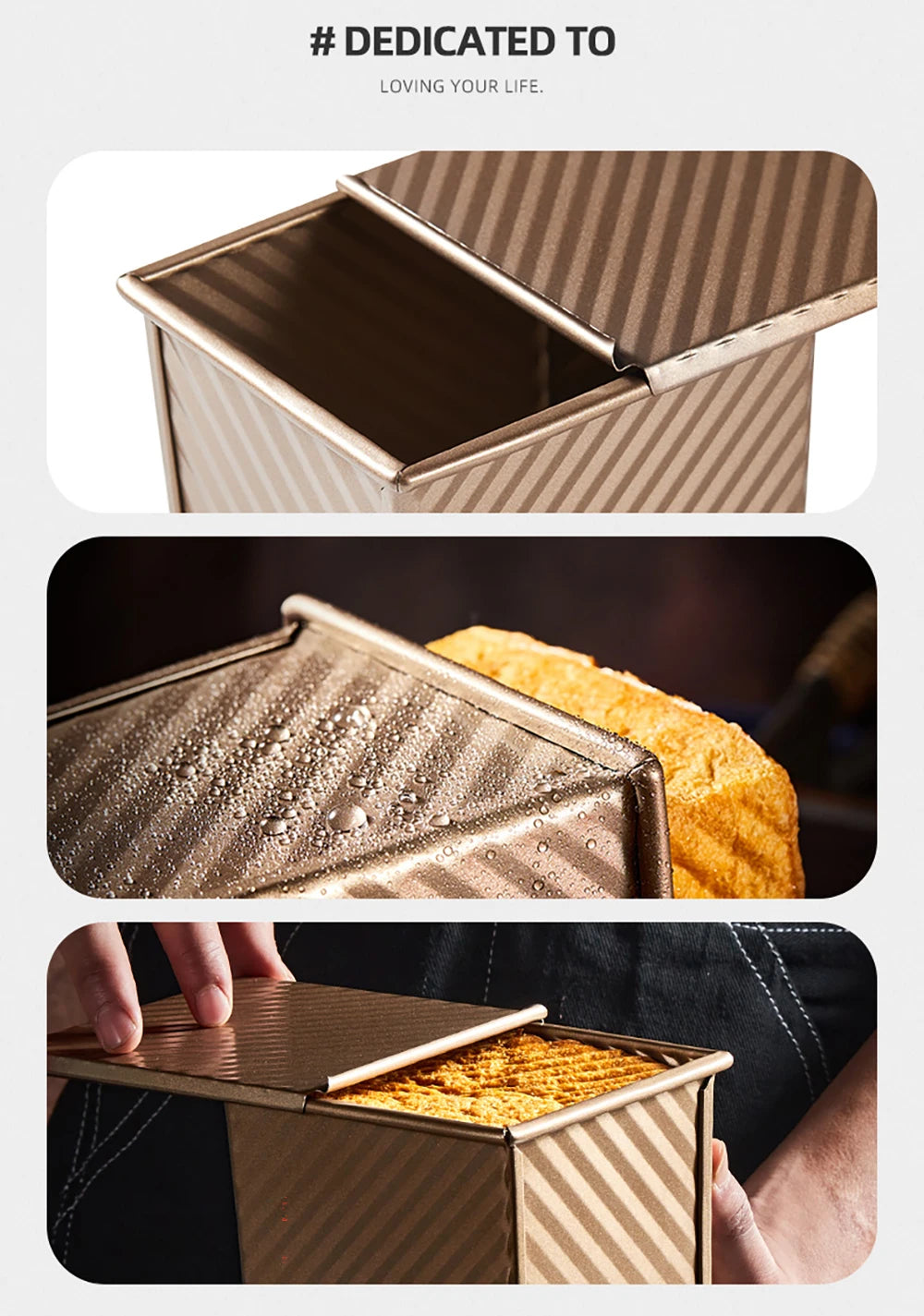 Square Baked Toast Box Loaf Pan Non-Stick Baking