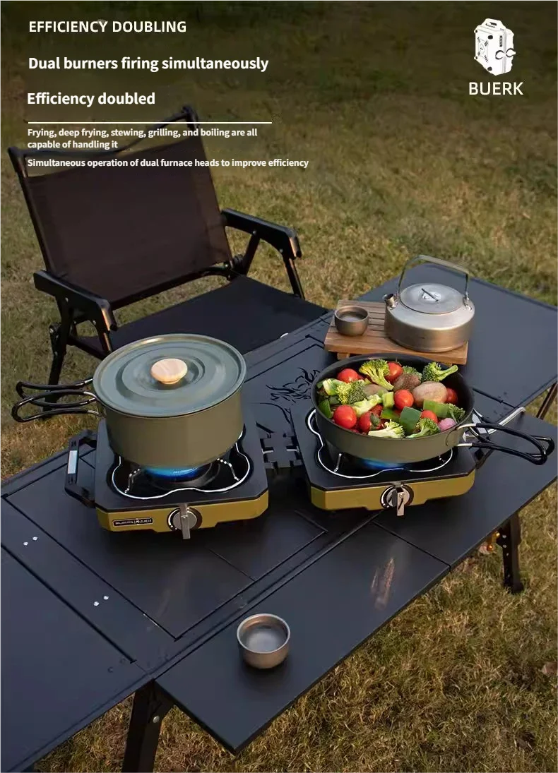 Buerk Foldable Camping Stove Lightweight Outdoor Cooking Double