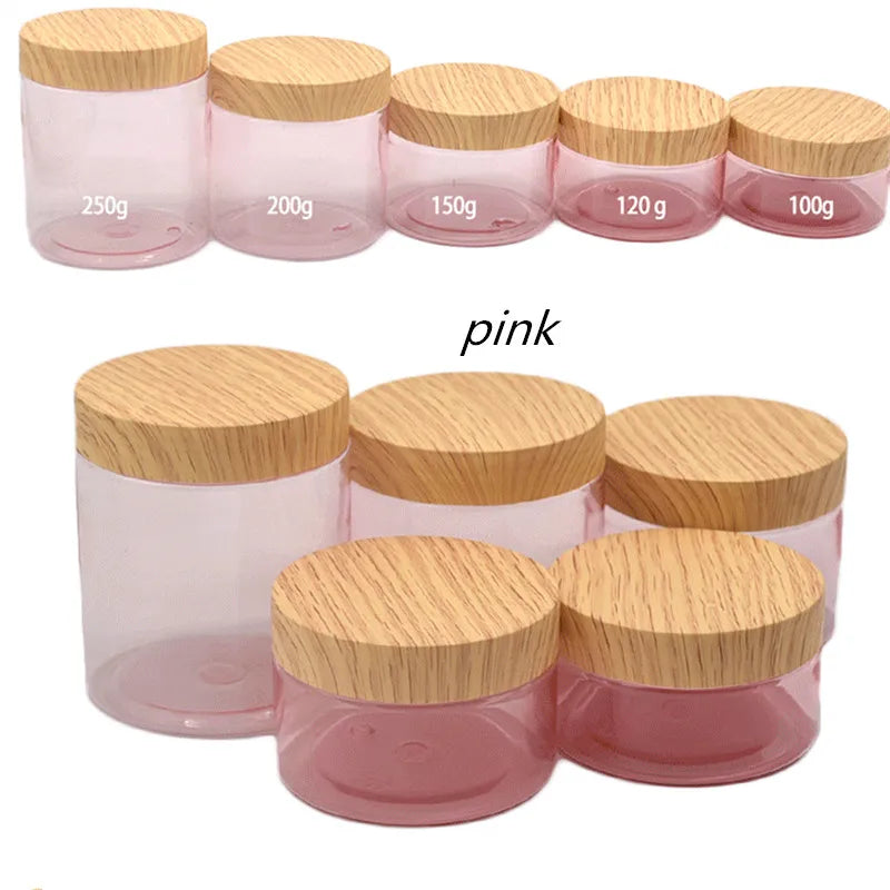 New100/120/150/200g/250g Pet Cream Jar Imitation Wood Grain Lid