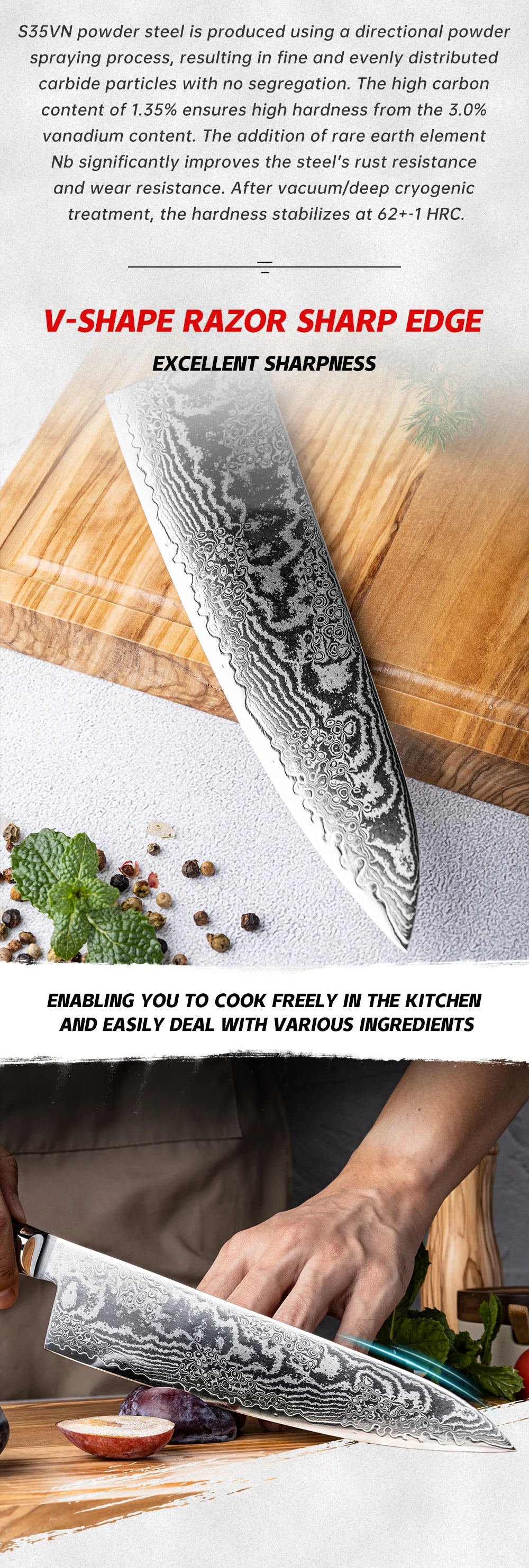 Grandsharp 1-6 Knives 67 Layers S35vn Powder Core
