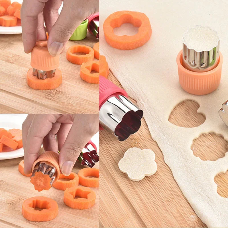 3/12pcs Star Heart Shape Vegetables Cutter Plastic Handle