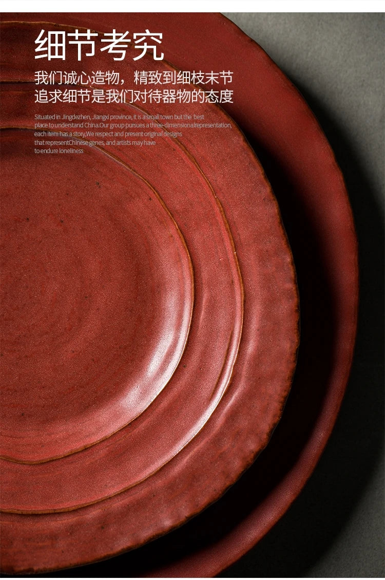 Handmade Stoneware Irregular Ceramic Plates Bowls Art Dish
