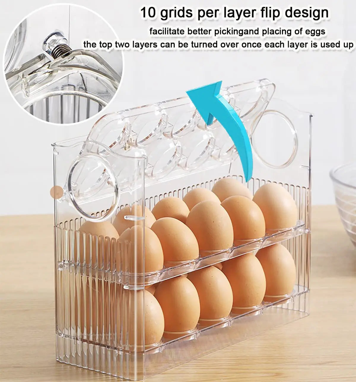 Three-Layer Flippable Egg Holder 30 Eggs Egg Storage