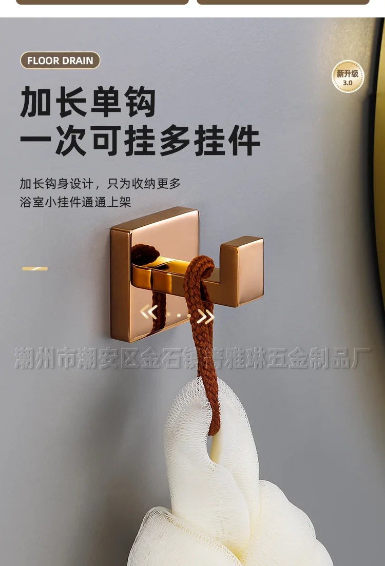 Polished Golden Bathroom Hardware Hook Towel Bar Toilet