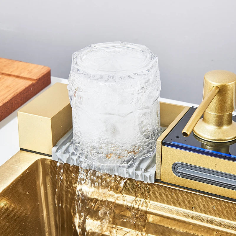 Brushed Golden Smart Digital Display Integrated Sink