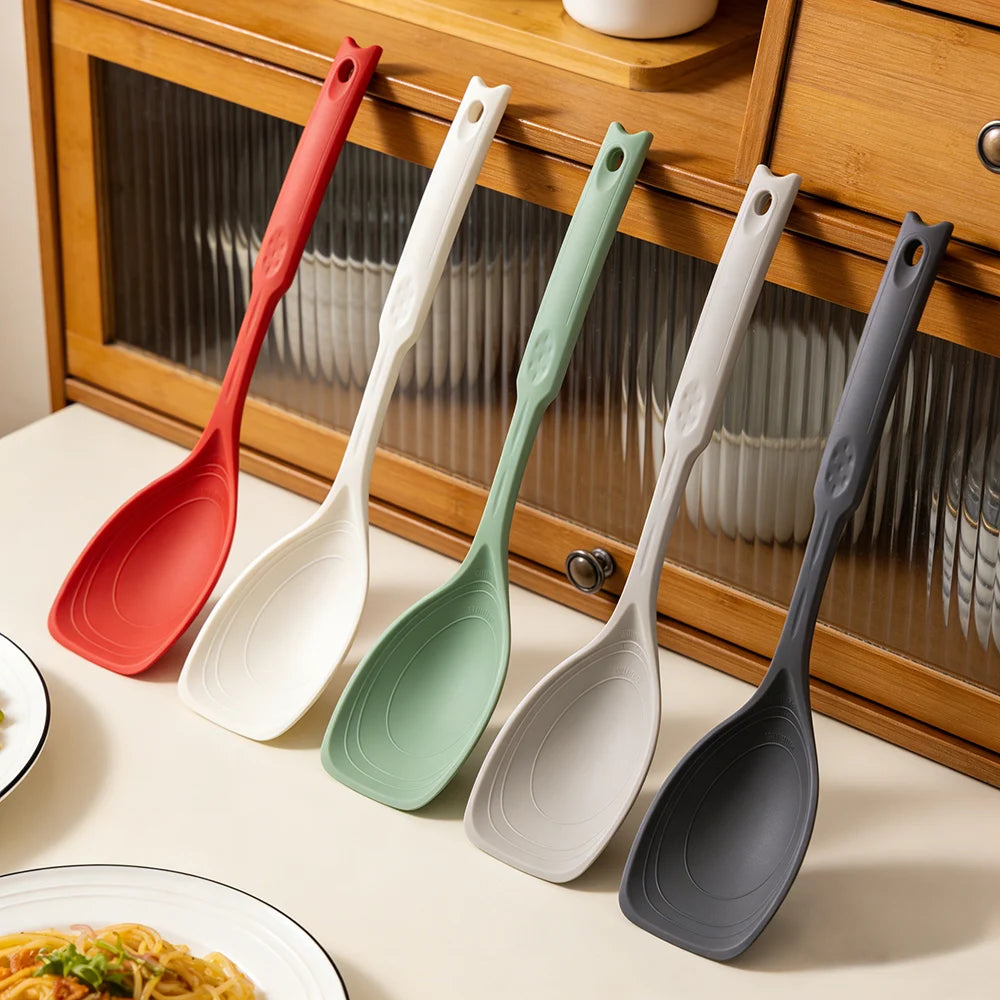 2pcs Silicone Spoon Multi-Use Hold Comfortable Non-Slip Round