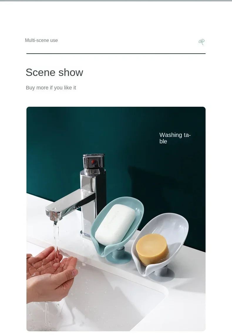 Drain Soap Holder Leaf Shape Soap Box Suction
