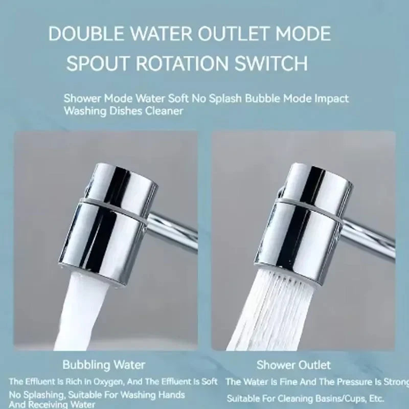 1080 Swivel Stainless Steel Faucet Extender Splashproof Dual