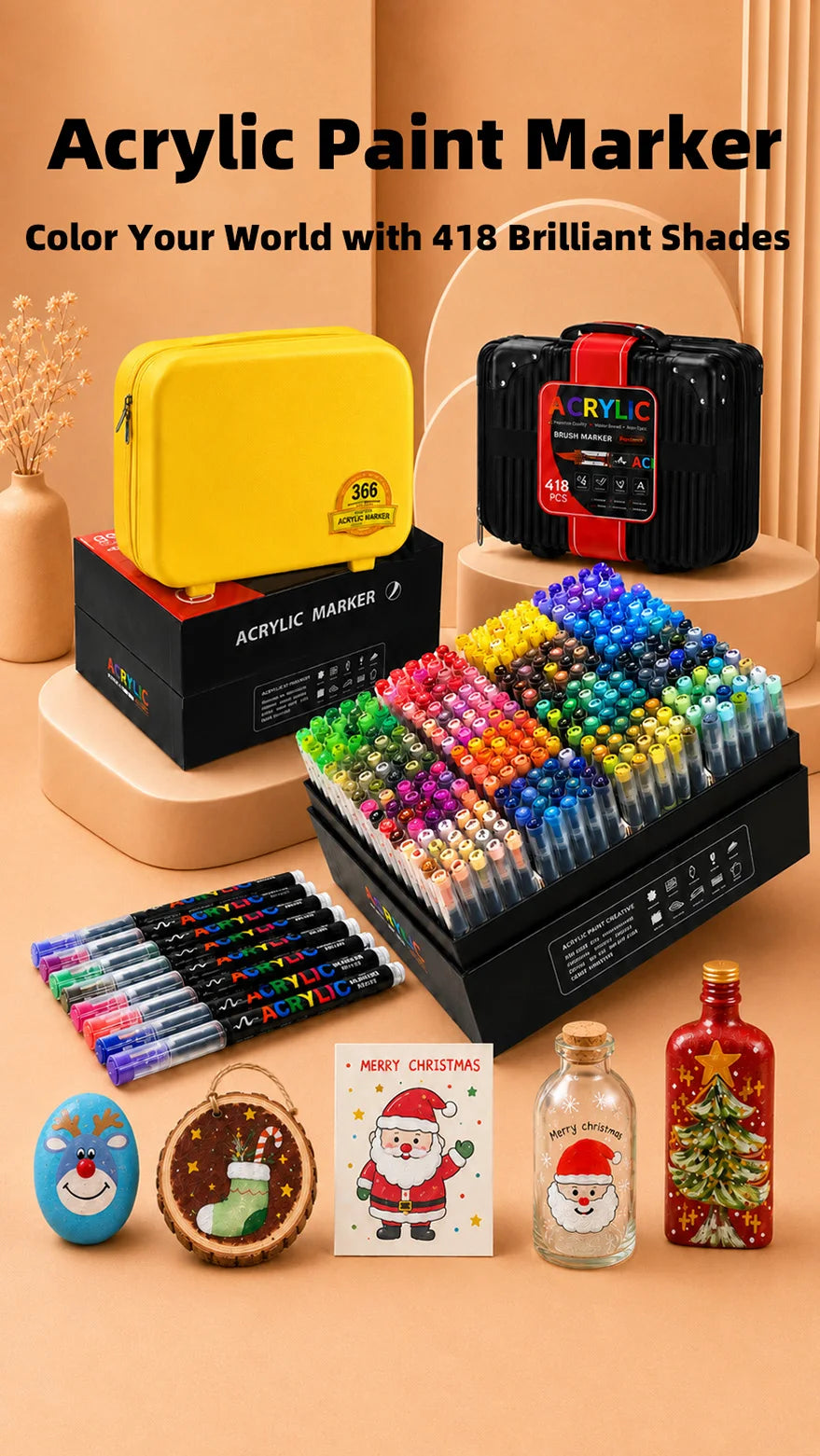 12-418 Colors Acrylic Marker Washable Markers Brush Tip