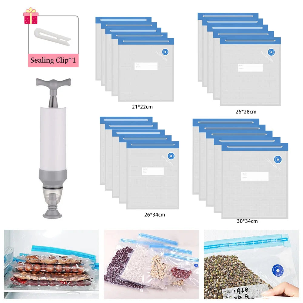 20/10pcs Reusable Vacuum Sealer Bag Air Valve Pump
