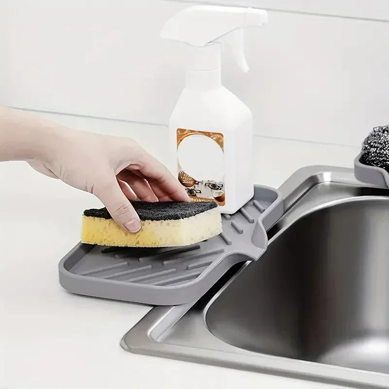 Sink Silicone Tray Drain Soap Sponge Storage Holder