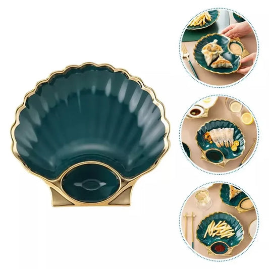 Inch Dark Green Shell Dinner Plate Under-Glazed Ceramic