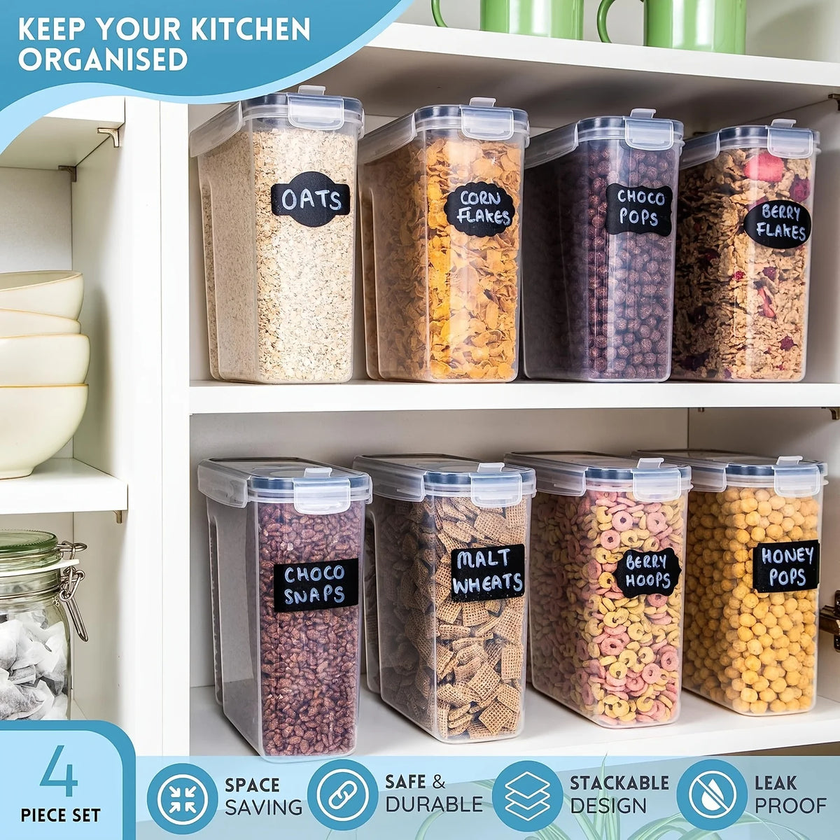 Cereal Containers Storage Of 2/3/4 5l 84oz Airtight