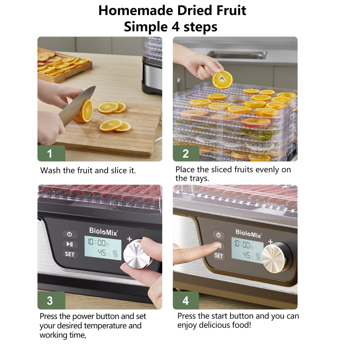 Biolomix 10l Food Dehydrator Bpa-Free 5-Tray Digital Timer