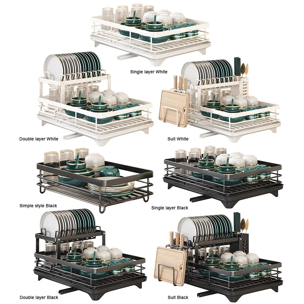 Dish Bowl Drainer Dish Drying Rack Adjustable Plates