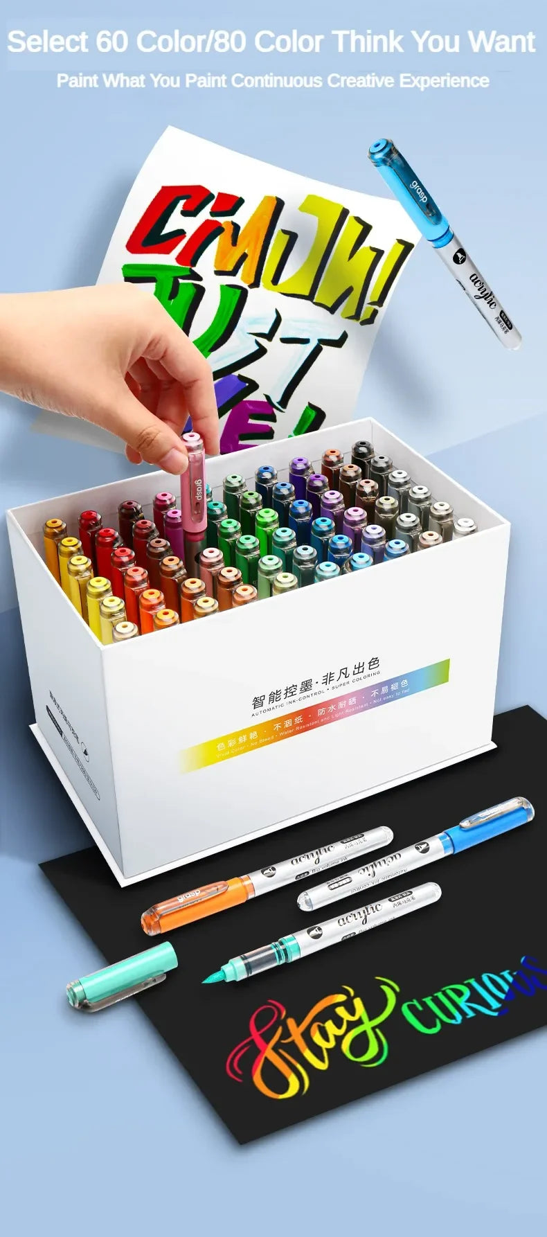 Grasp 120/1 Colors Acrylic Markers Brush Tip Paint