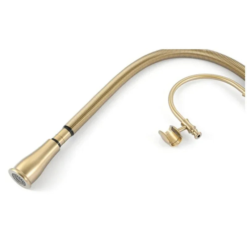 Brushed Gold Pull Out Faucet Sink Mixer 360