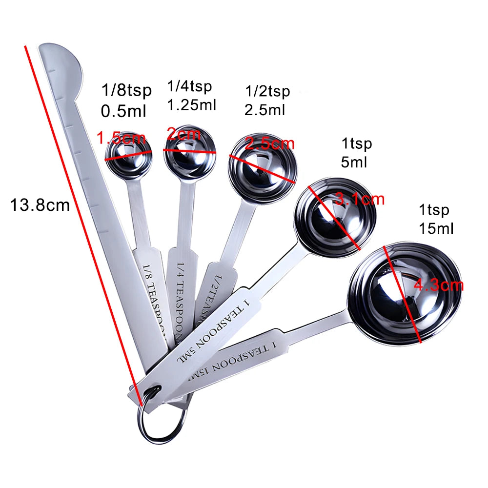 Stackable Measuring Cups Spoons Baking Stainless Steel Coffee