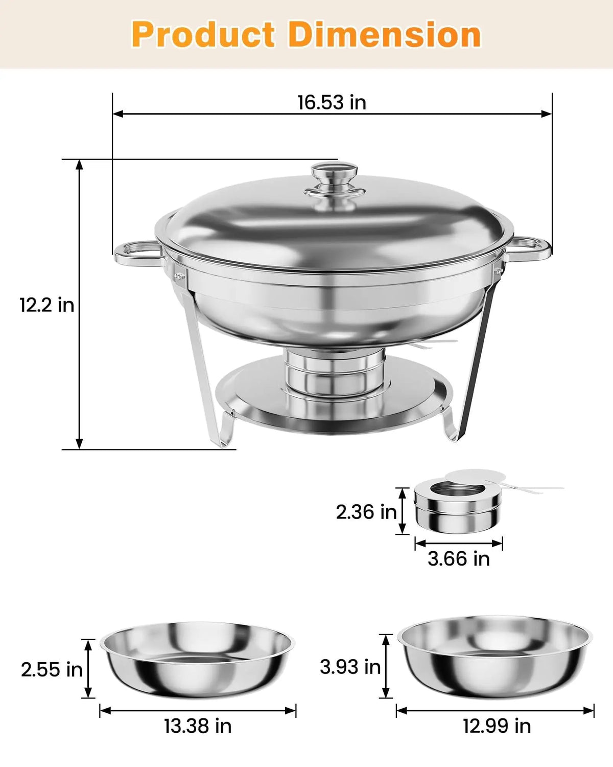 Chafing Dish Buffet Round Stainless Steel Chafer Food