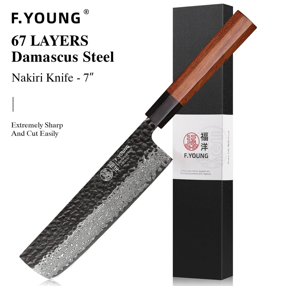 Young Japanese Hand Forged Chef Knife Damascus Steel