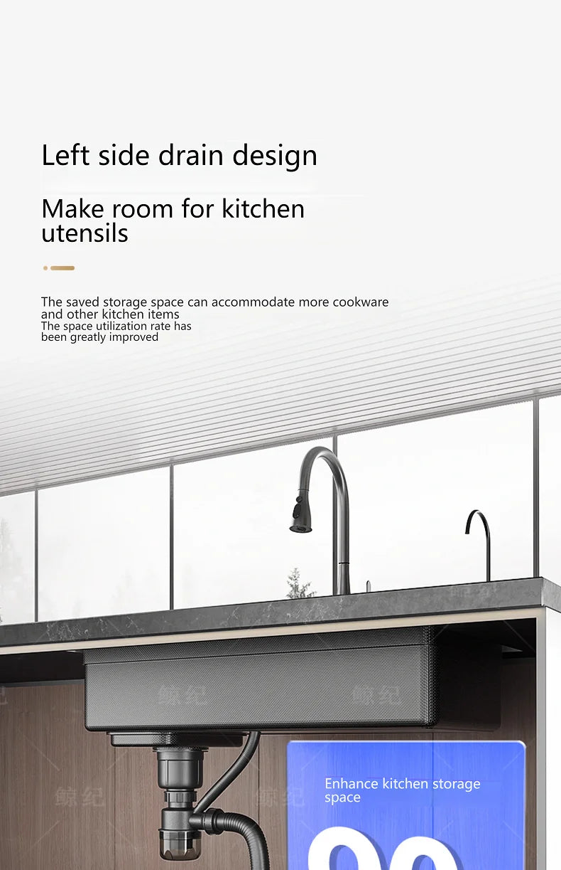 Stainless Steel Sink Gray Large Slot Wash Vegetables
