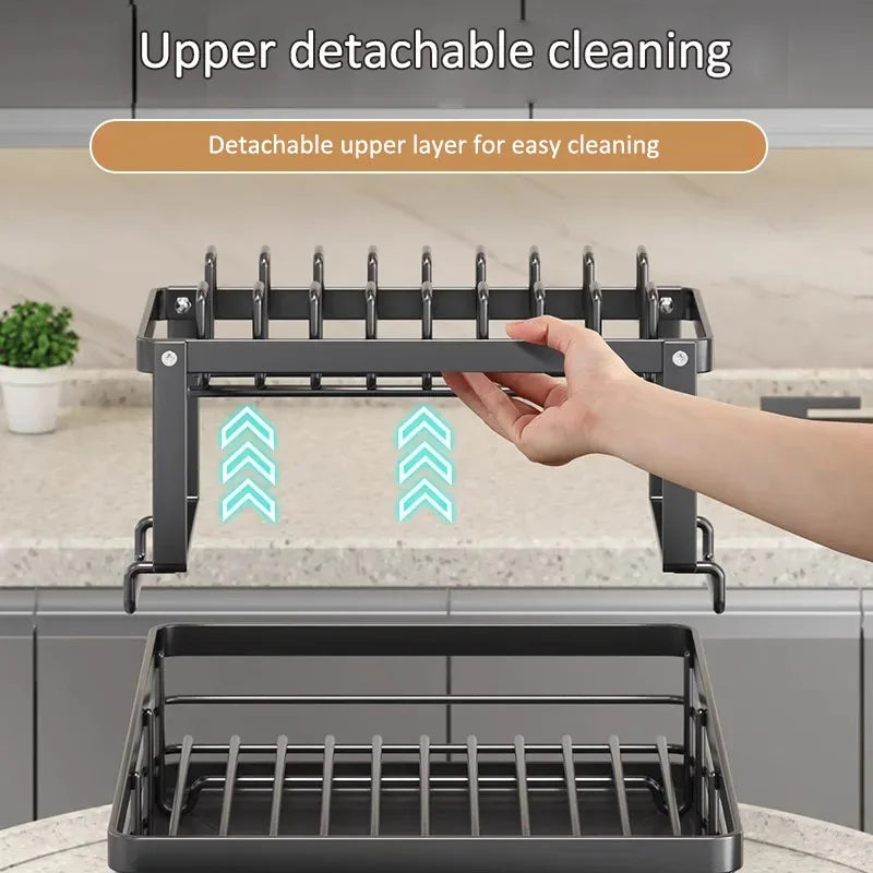 2-Tier Stainless Steel Dish Drying Rack Drainboard Rustproof