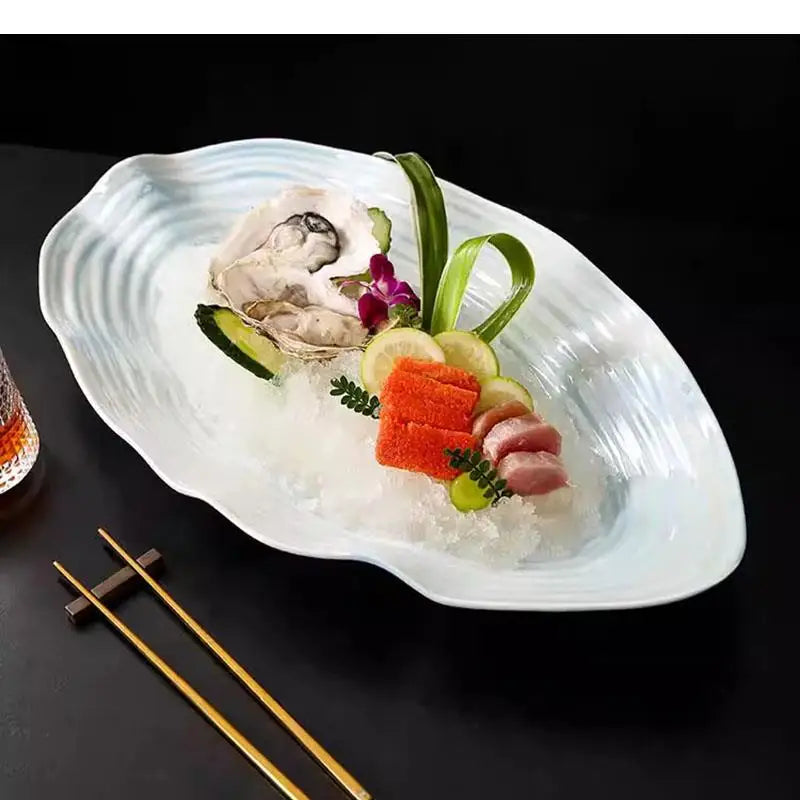 Irregular Ceramic Dinner Plate Restaurant Sashimi Seafood Fish