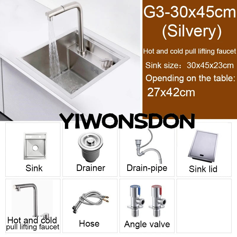 Nano Hidden Bar Sink Black Folding Faucet Silvery