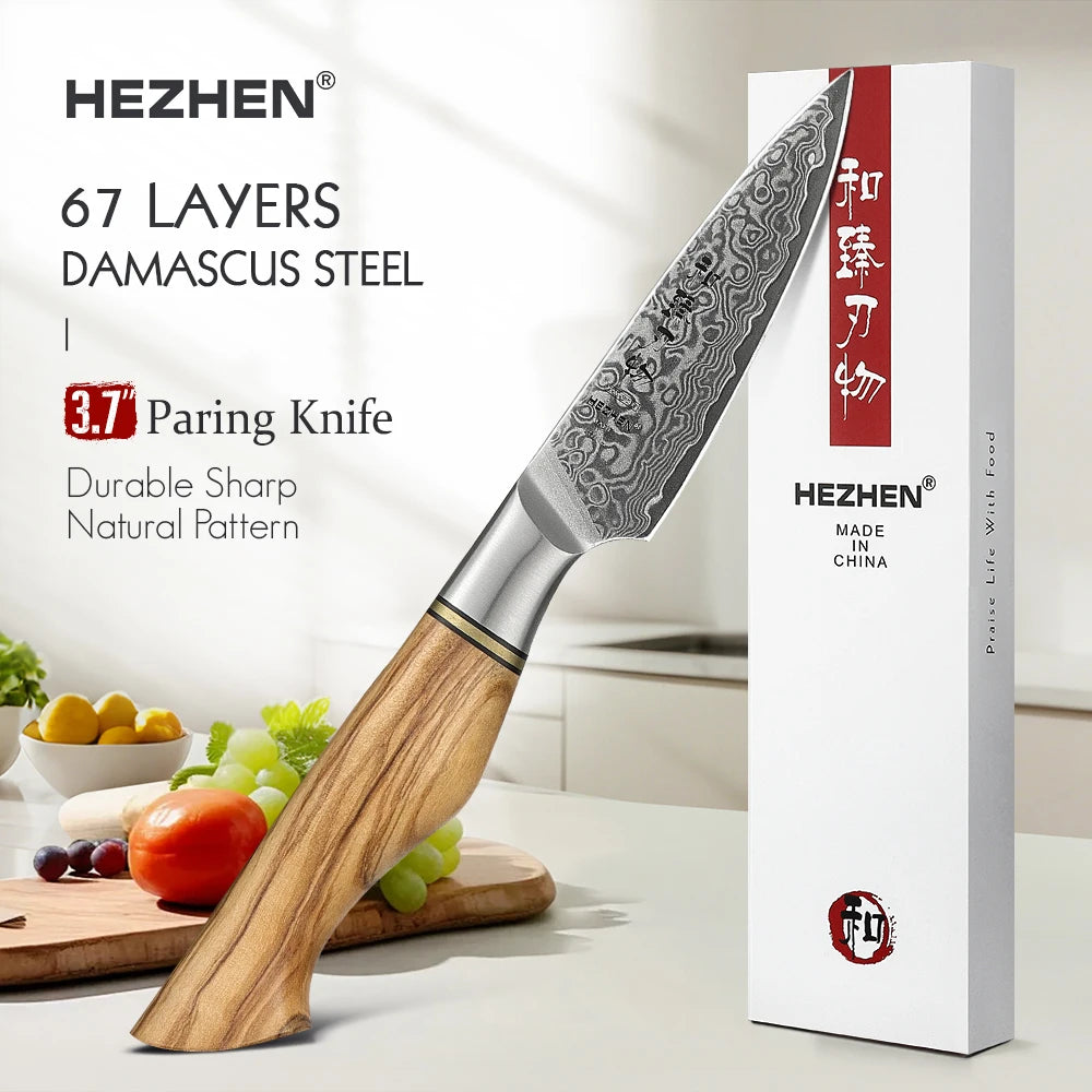 Hezhen Inch Paring Knife 67 Layer Damascus Steel