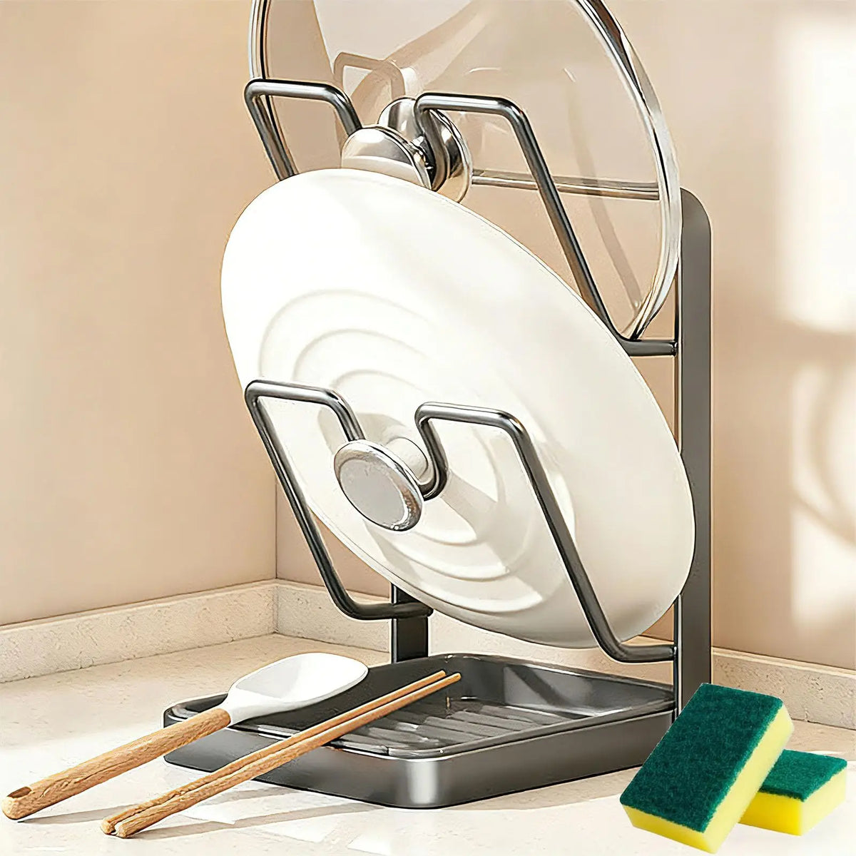 Pot Lid Storage Rack U-Shaped Slots Countertop Rack