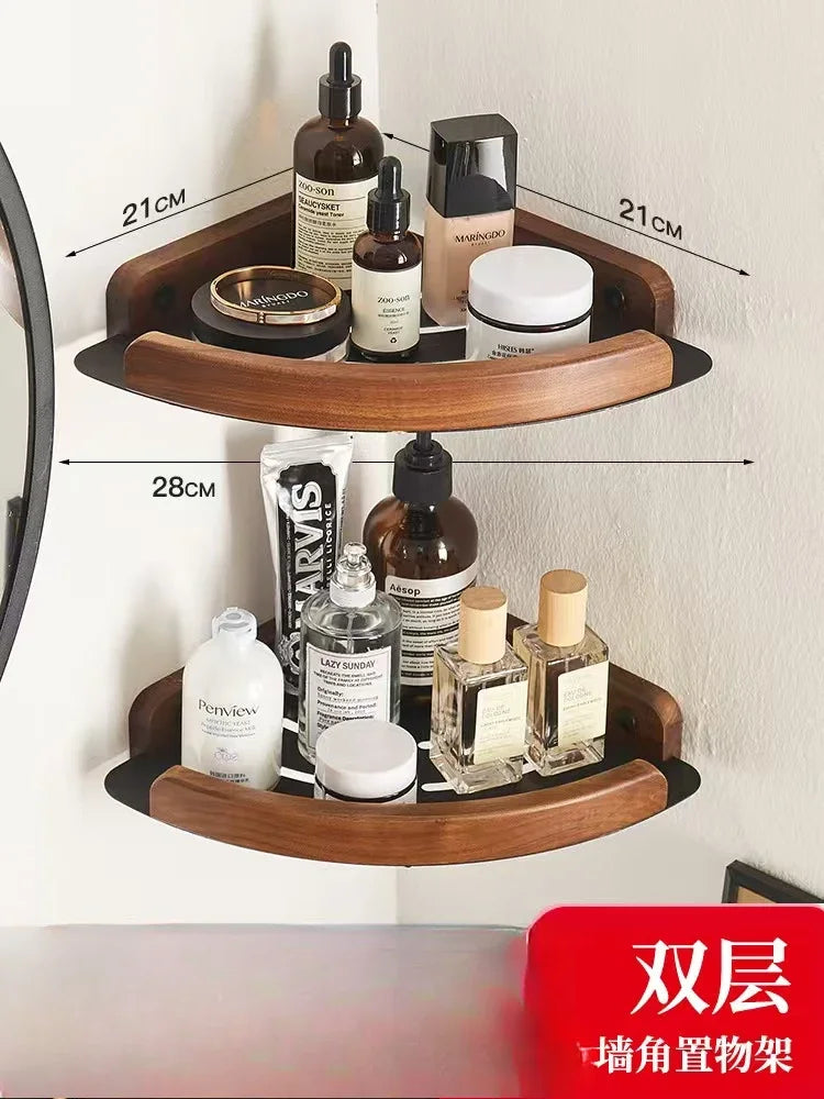 Walnut Wood Black Bathroom Hardware Bathroom Towel Rack