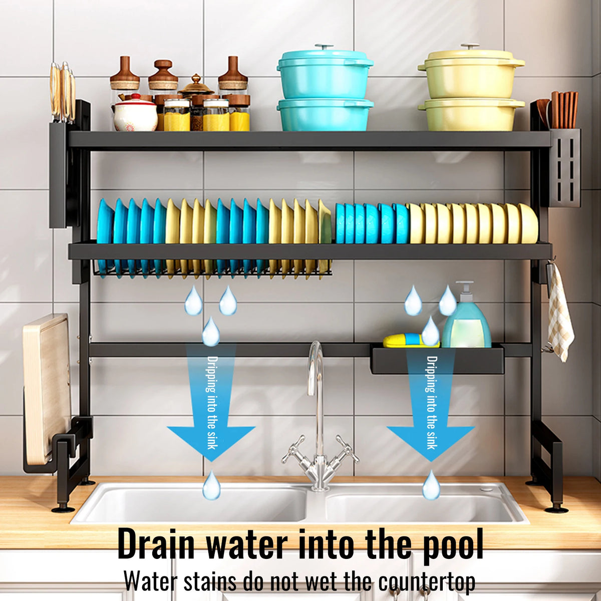 Over Sink Dish Drying Rack 2-Tier Dish Rack