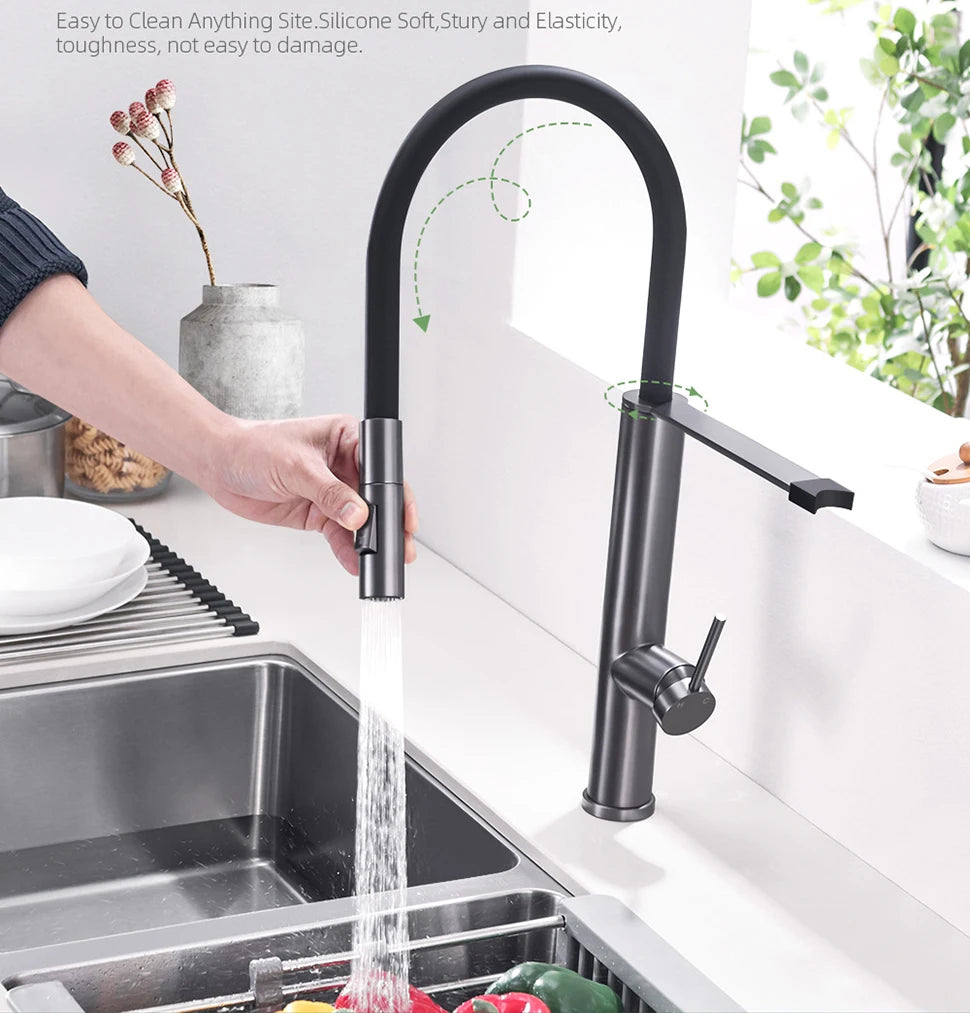 Faucet Gunmetal Flexible Pull Out Water Tap Nozzle