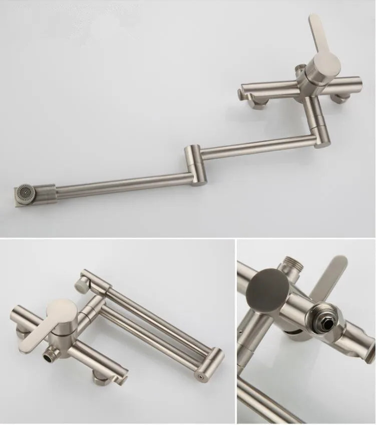 Black Sink Mixer 304 Sus Wall Mounted Foldable