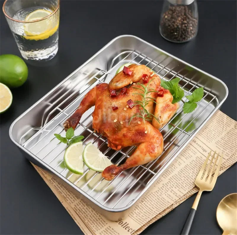 304 Stainless Steel Baking Tray Plate Bbq Tray