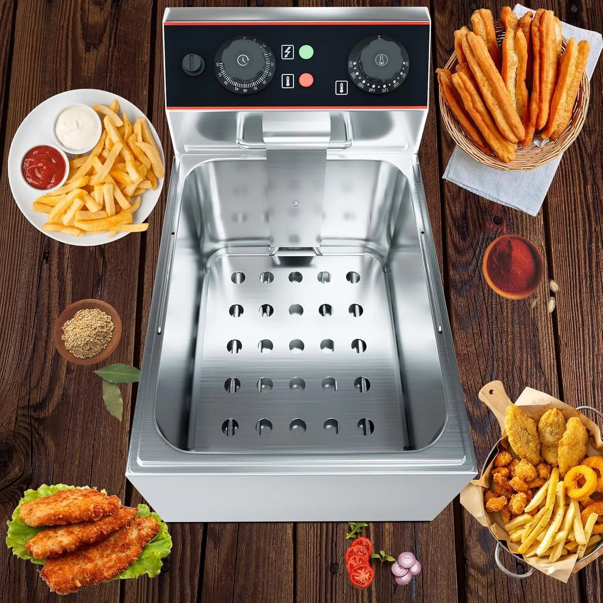 Commercial Electric Deep Fryer Baskets Stainless Steel Adjustable
