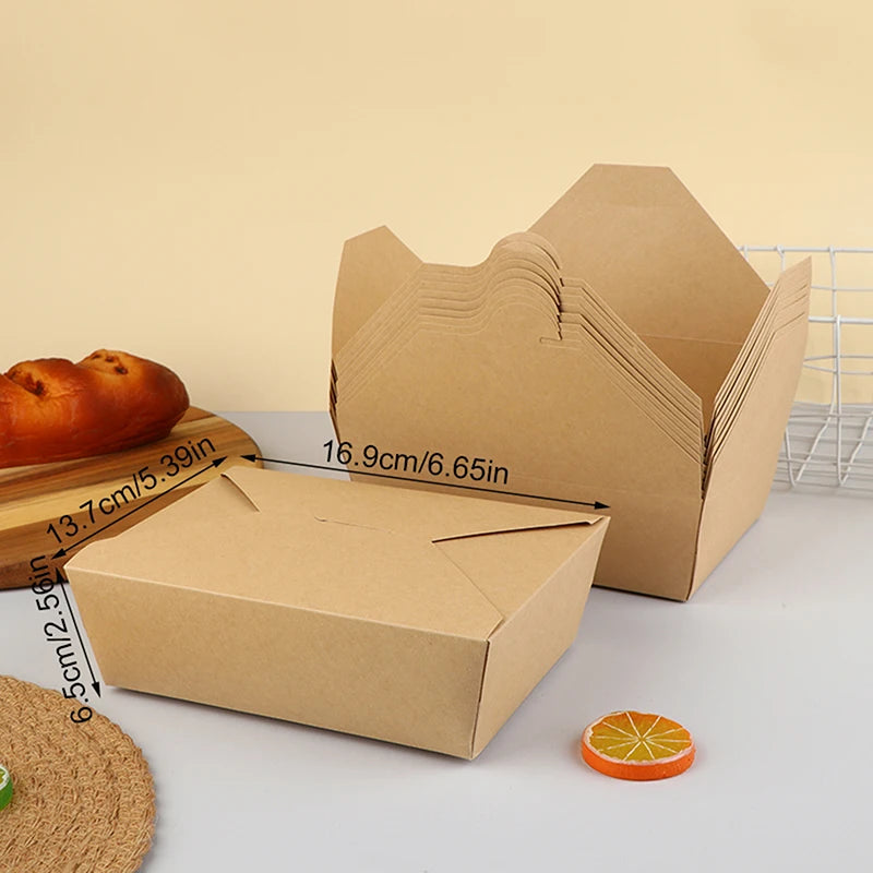 10pcs Disposable Fast Food Boxes Thickened Kraft Paper