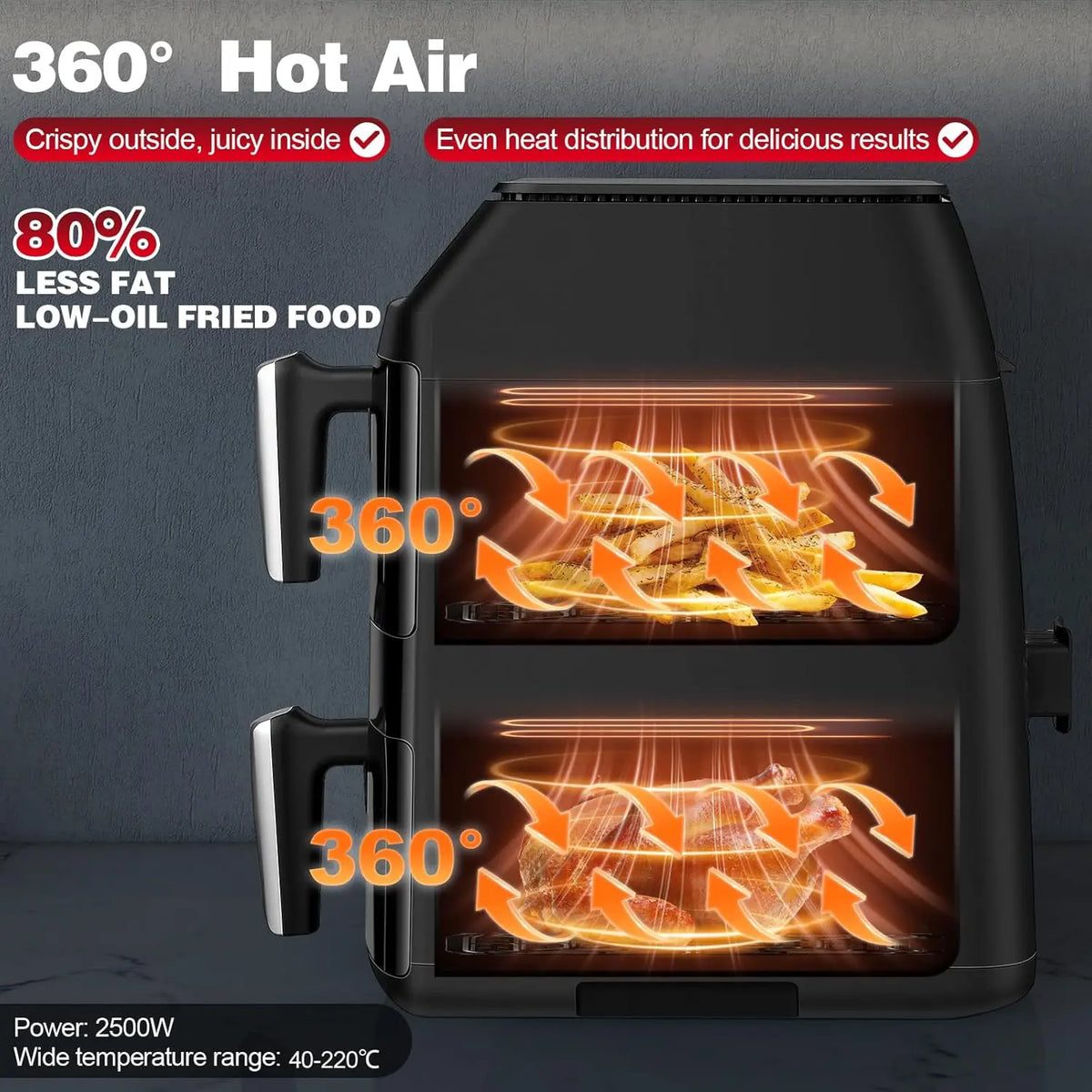 Topstrong 11l Dual Basket Air Fryer 2500w Presets