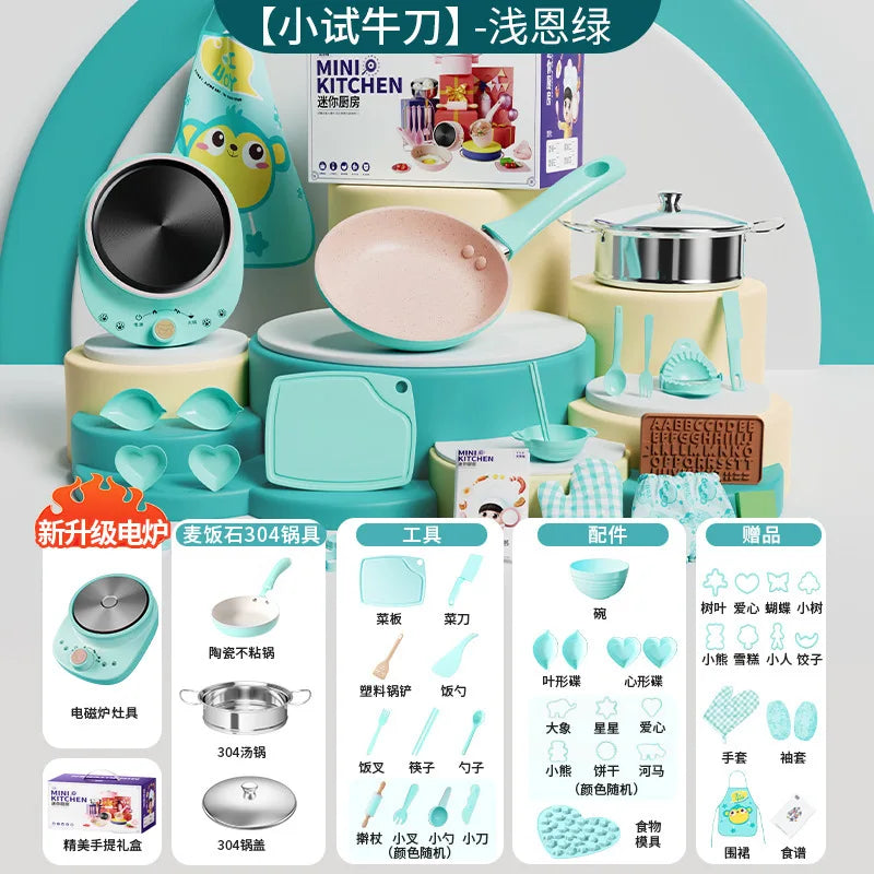 Mini Kitchenette Real Cooking Full Of Cooking Utensils