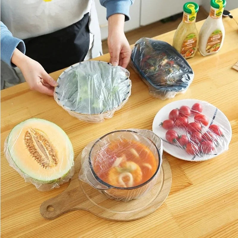 50 Pieces Disposable Food Cover Plastic Wrap Food