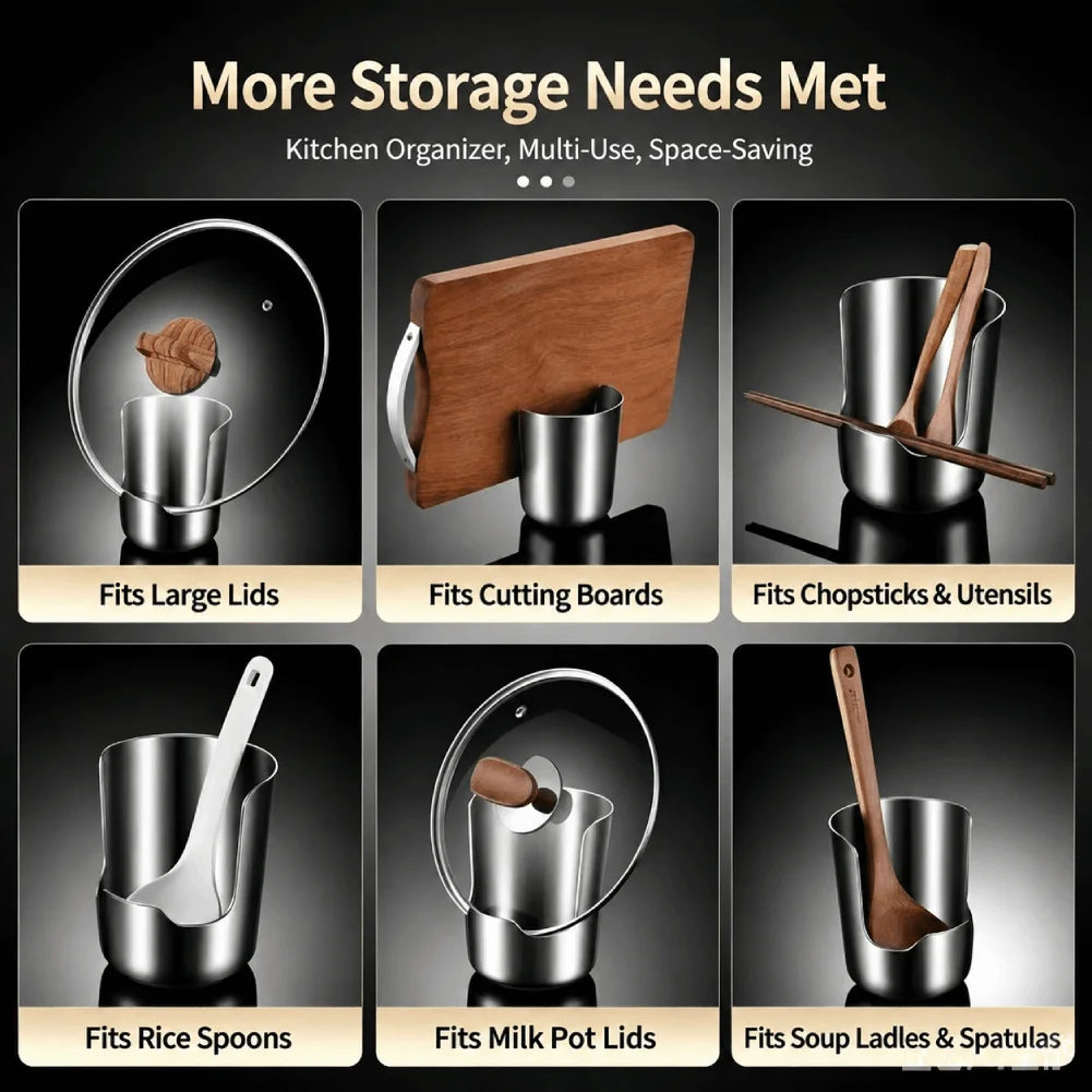 Stainless Steel Pot Lid Holder Multipurpose Countertop Organizer
